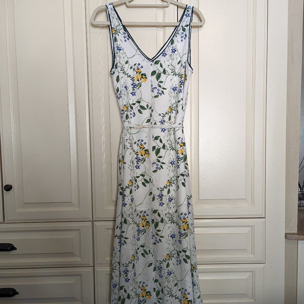 Amour Vert Louisa Silk Maxi Dress / Size M / Lemon Garden